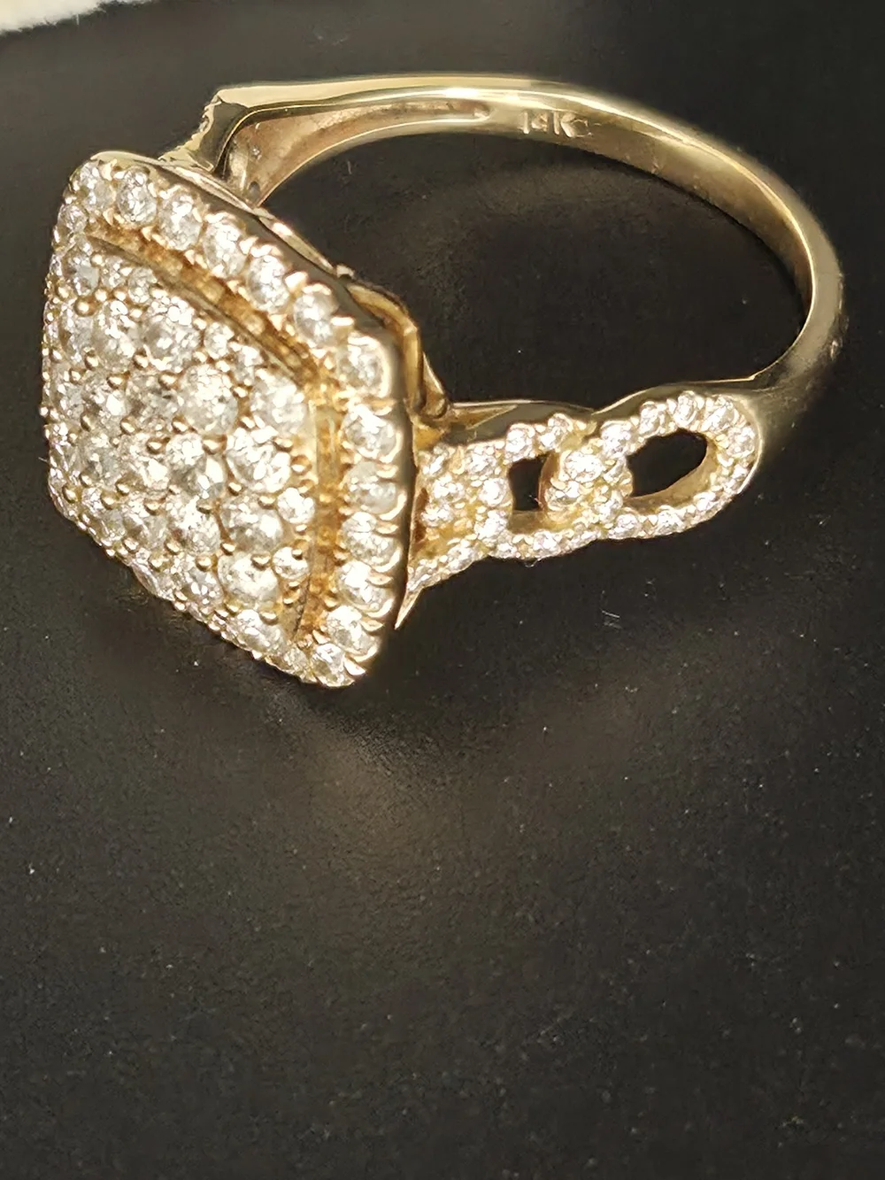 Gold Pavé Diamond Square Cluster Ring - Women Jewelry